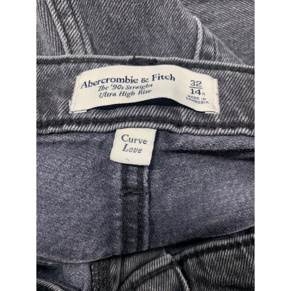 Abercrombie Fitch Jeans Womens 32/ 14 Curve Black 90s Straight Ultra High Rise - Picture 2 of 11